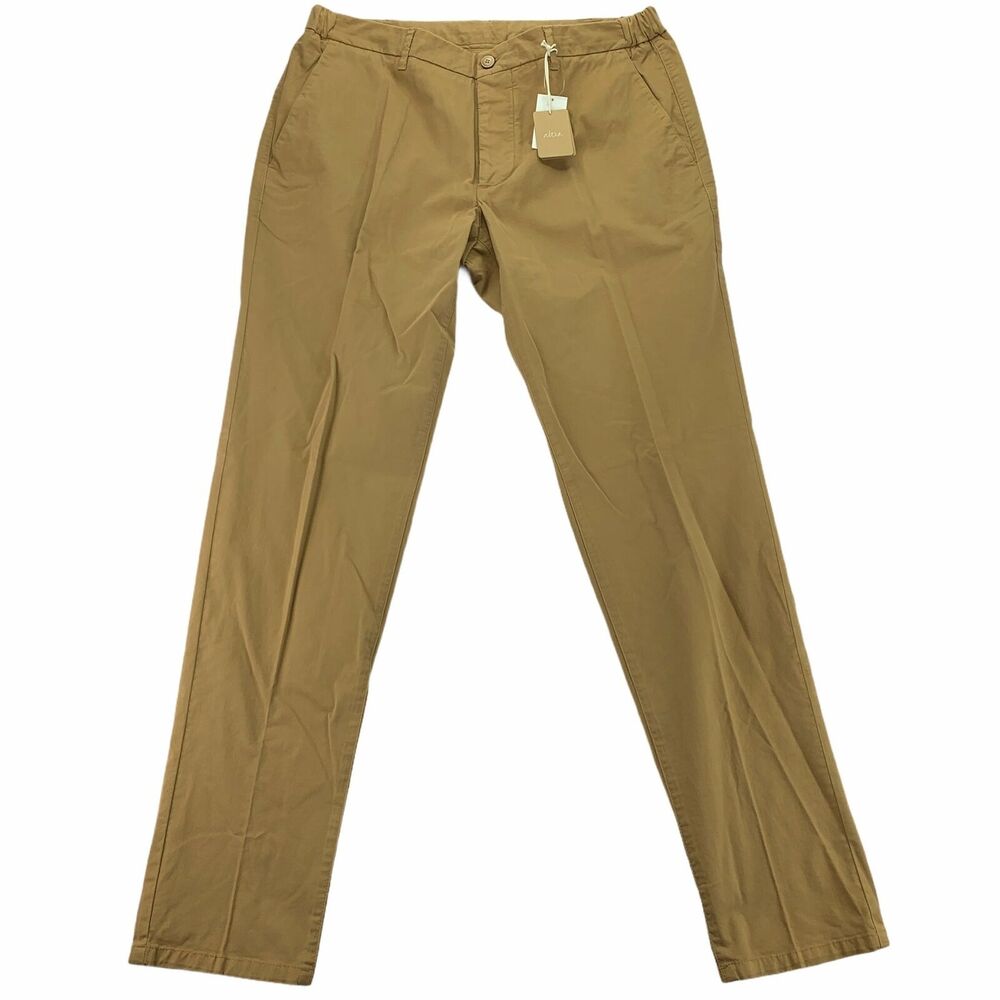 Altea Mens Milano Drawstring Flat Front Casual Chino Pants Cammello Khaki XL